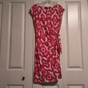 Chaus Pink & White Graphic Print Side-Knot Midi Dress